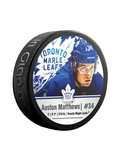 NHLPA Auston Matthews #34 Toronto Maple Leafs Souvenir Hockey Puck In Cube