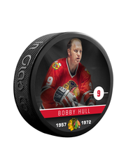 <transcy>Rondelle de hockey de collectionneur de souvenirs des Blackhawks de Chicago, Bobby Hull, ancien de la NHLAA</transcy>