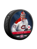 <transcy>Rondelle de hockey de collectionneur de souvenirs des Canadiens de Montréal, Patrick Roy, ancien membre de la NHLAA</transcy>