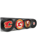 <transcy>Paquet de 4 rondelles de hockey souvenir des Flames de Calgary de la LNH</transcy>