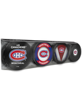 <transcy>Paquet de 4 rondelles de hockey souvenir des Canadiens de Montréal de la LNH</transcy>