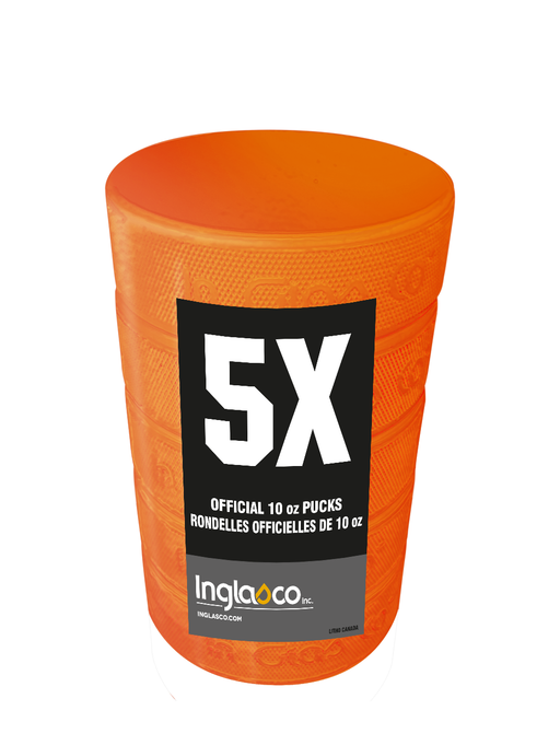 Orange Weighted 10oz Training Hockey Pucks 5-Pack