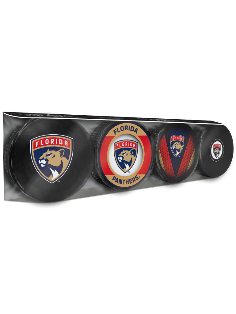 <transcy>Paquet de 4 rondelles de hockey souvenir des Panthers de la Floride de la LNH</transcy>