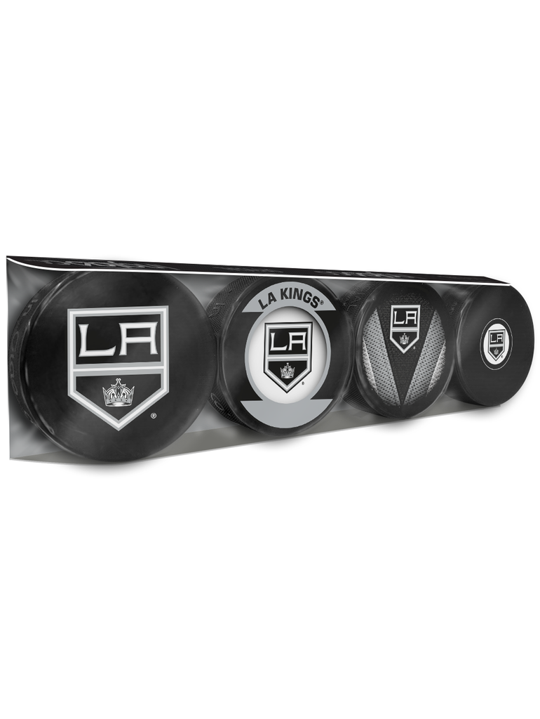 <transcy>Lot de 4 rondelles de hockey souvenir des Kings de Los Angeles de la LNH</transcy>