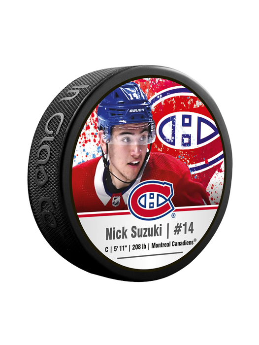 NHLPA Nick Suzuki #14 Montreal Canadiens Souvenir Hockey Puck In Cube
