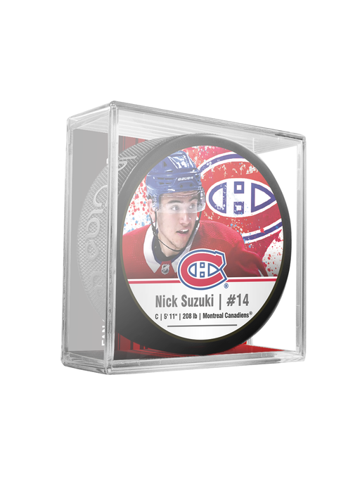 NHLPA Nick Suzuki #14 Montreal Canadiens Souvenir Hockey Puck In Cube