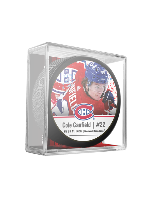 NHLPA Cole Caufield #22 Montreal Canadiens Souvenir Hockey Puck In Cube