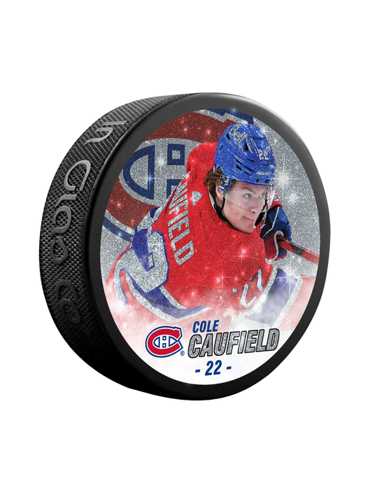 NHLPA Cole Caufield #22 Montreal Canadiens Special Edition Glitter Puck In Cube