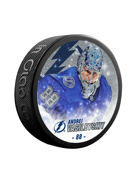 NHLPA Andrei Vasilevskiy #88 Tampa Bay Lightning Special Edition Glitter Puck In Cube