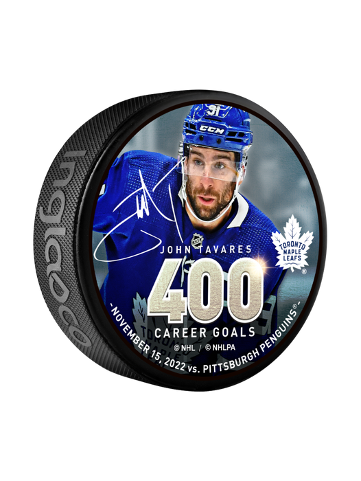 NHLPA John Tavares Toronto Maple Leafs 400 Goals Souvenir Hockey Puck In Cube