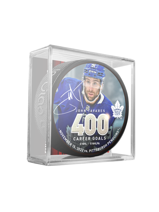 NHLPA John Tavares Toronto Maple Leafs 400 Goals Souvenir Hockey Puck In Cube