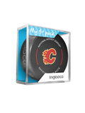 <transcy>Rondelle de hockey officielle des Flames de Calgary de la LNH en cube - Bleu nouveau fan</transcy>