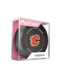 <transcy>Rondelle de hockey officielle des Flames de Calgary de la LNH en cube - Nouveau fan rose</transcy>