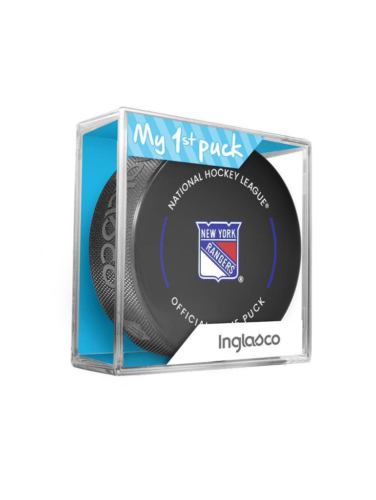 <transcy>Rondelle de hockey officielle des Rangers de New York de la LNH en cube - Bleu nouveau fan</transcy>
