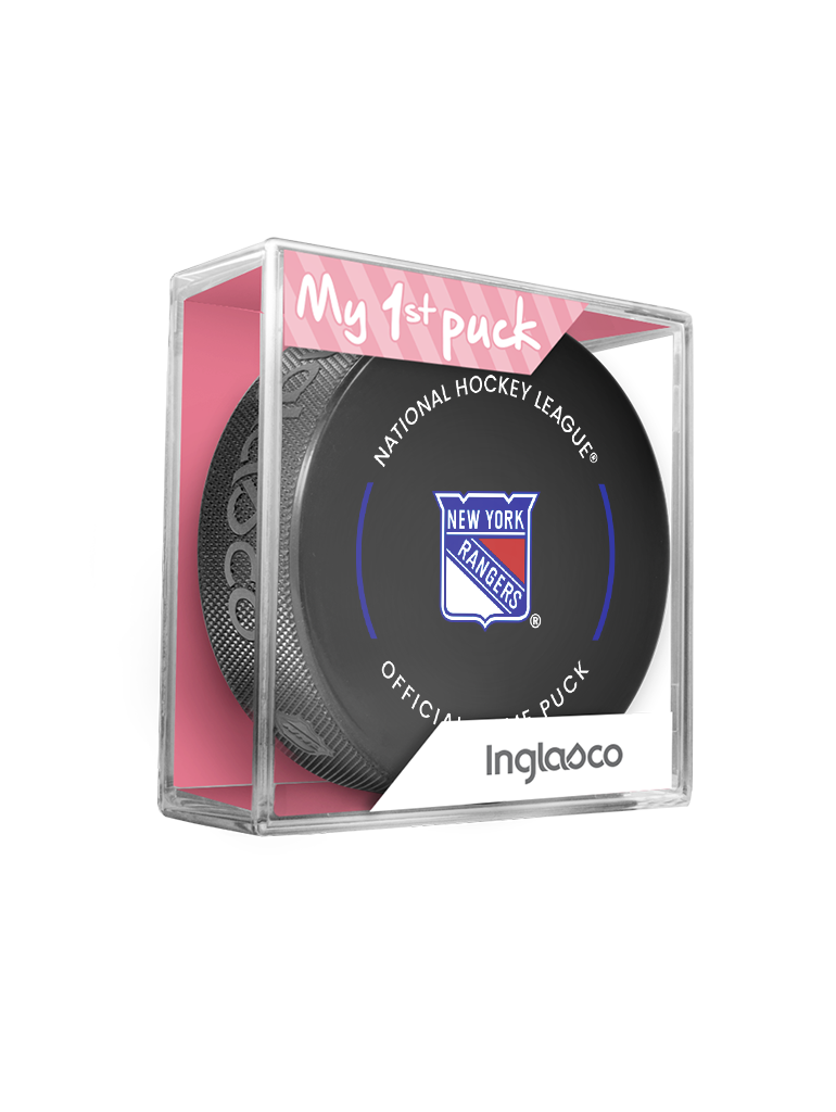 <transcy>Rondelle de hockey officielle NHL New York Rangers en cube - Nouveau fan rose</transcy>