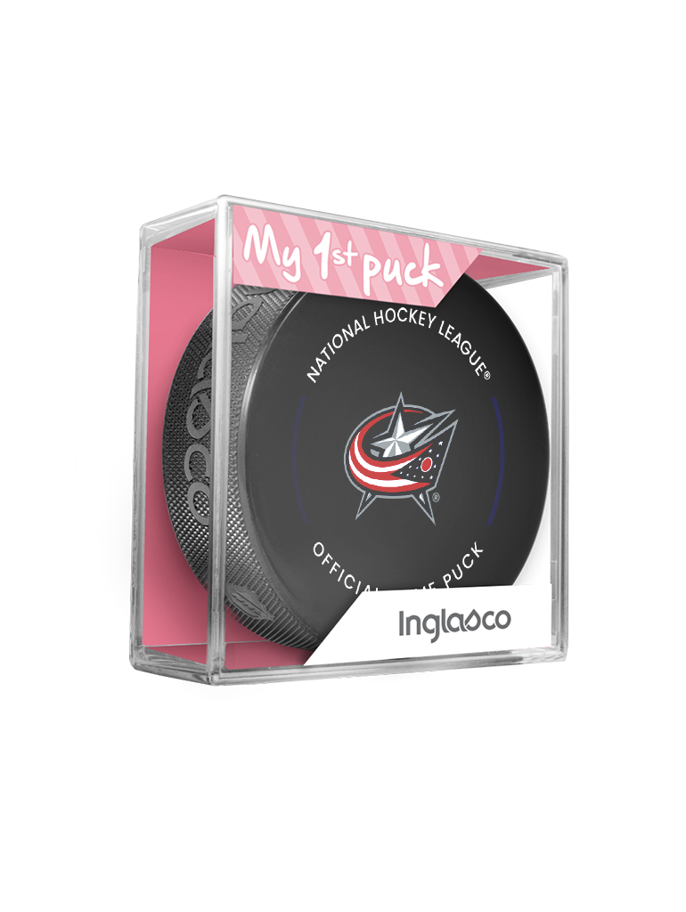 NHL Columbus Blue Jackets Officially Licensed 2023-2024 Team Game Puck Design In Cube - New Fan Pink