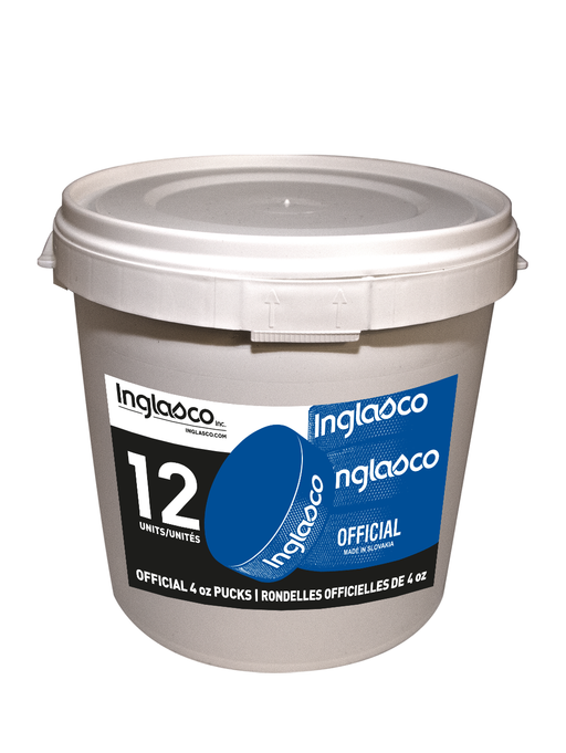 Bucket Of 12 Blue Junior 4oz Hockey Pucks