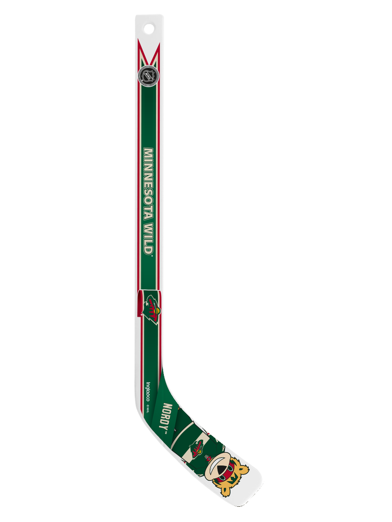 <transcy>Mini bâton de joueur en plastique blanc de mascotte sauvage de NHL Minnesota</transcy>