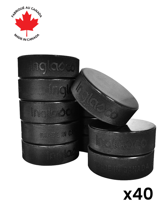 Caisse Coach avec bouteilles à couvercle en paille : Achetez canadien ! Comprend 1 caisse de sport noire avec 40 rondelles de hockey Canadian Pro 6 oz noires et 16 bouteilles Tallboy blanches de 1 L