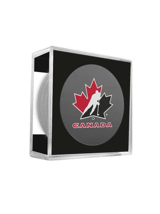 Sous-verres en forme de rondelle de hockey de Hockey Canada (4-Pack) en cube