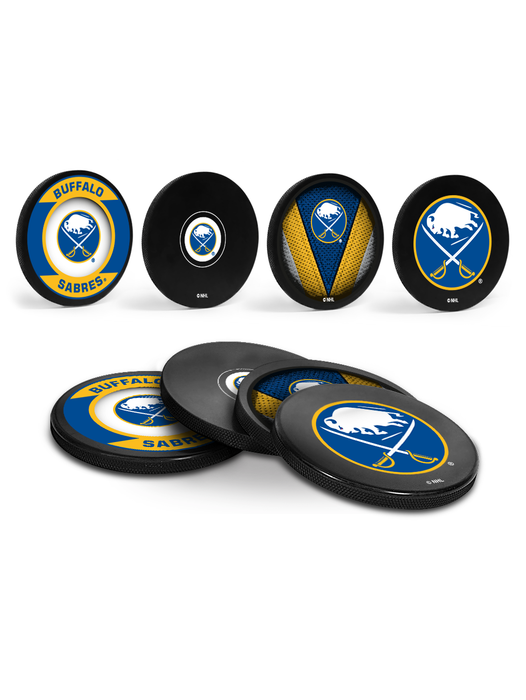 <transcy>Sous-verres NHL Buffalo Sabres Hockey Puck (paquet de 4) en cube</transcy>
