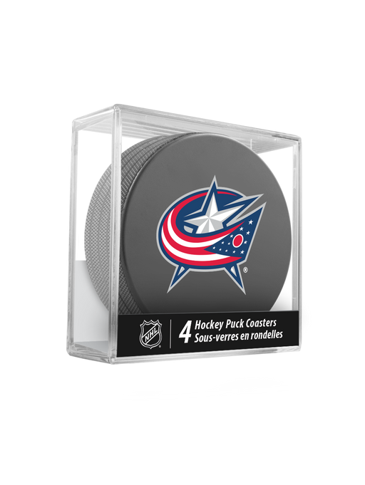 NHL Columbus Blue Jackets Hockey Puck Drink Coasters (4-Pack) In Cube