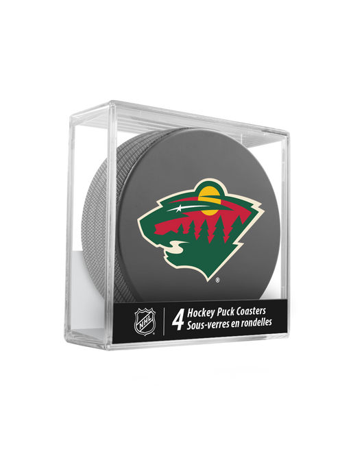NHL Minnesota Wild Hockey Puck Drink Coasters (4-Pack) In Cube