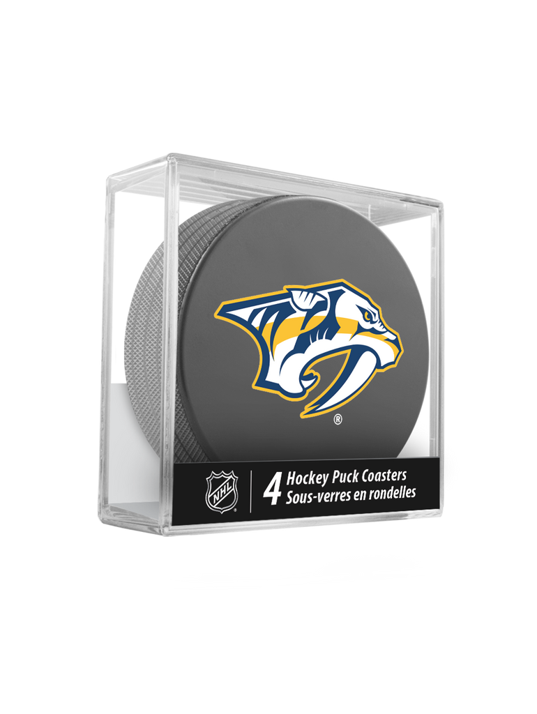 NHL Nashville Predators Hockey Puck Drink Coasters (4-Pack) In Cube