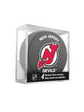 NHL New Jersey Devils Hockey Puck Drink Coasters (4-Pack) In Cube