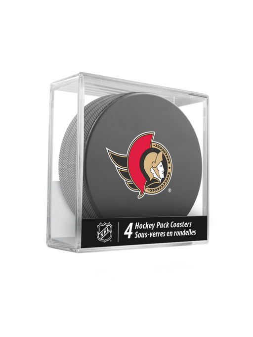 NHL Ottawa Senators Hockey Puck Drink Coasters (4-Pack) In Cube
