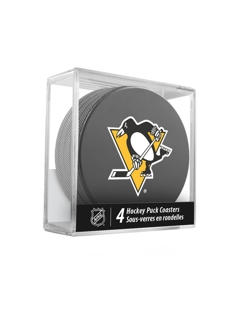 <transcy>Sous-verres de hockey rondelle de hockey des Penguins de Pittsburgh de la LNH (paquet de 4) en cube</transcy>