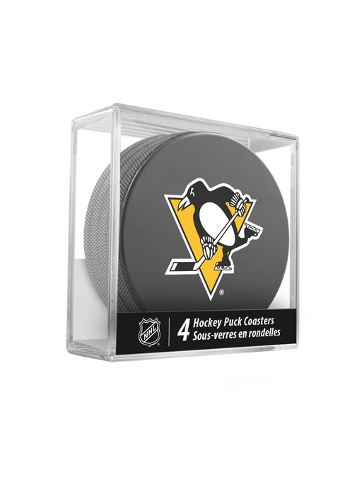 NHL Pittsburgh Penguins Hockey Puck Drink Coasters (4-Pack) In Cube