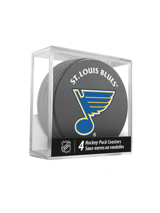 NHL St. Louis Blues Hockey Puck Drink Coasters (4-Pack) In Cube