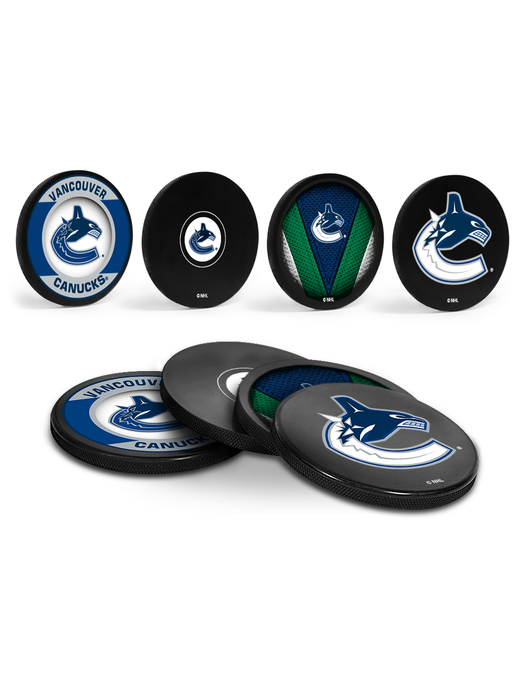 <transcy>LNH Vancouver Canucks Hockey Puck Sous-verres (paquet de 4) en cube</transcy>