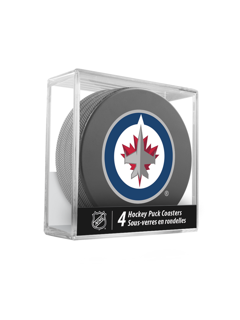 <transcy>Sous-verres de hockey rondelle de hockey des Jets de Winnipeg de la LNH (paquet de 4) en cube</transcy>
