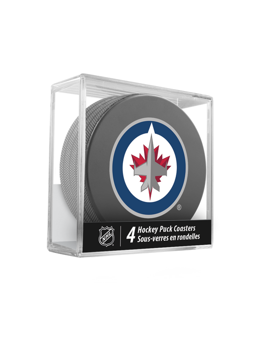 NHL Winnipeg Jets Hockey Puck Drink Coasters (4-Pack) In Cube