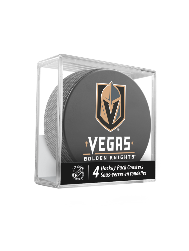NHL Vegas Golden Knights Hockey Puck Drink Coasters (4-Pack) In Cube