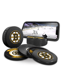 <transcy>Pack de 3 fans ultimes des Bruins de Boston de la LNH. Comprend : 1 rondelle de hockey souvenir classique officielle de la LNH / 4 sous-verres / 1 support pour appareil multimédia</transcy>