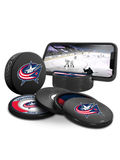 NHL Columbus Blue Jackets Ultimate Fan 3-Pack. Includes: 1 NHL Official Classic Souvenir Hockey Puck / 4 Coasters / 1 Media Device Holder