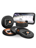 NHL Philadelphia Flyers Ultimate Fan 3-Pack. Includes: 1 NHL Official Classic Souvenir Hockey Puck / 4 Coasters / 1 Media Device Holder