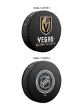NHL Vegas Golden Knights Ultimate Fan 3-Pack. Includes: 1 NHL Official Classic Souvenir Hockey Puck / 4 Coasters / 1 Media Device Holder