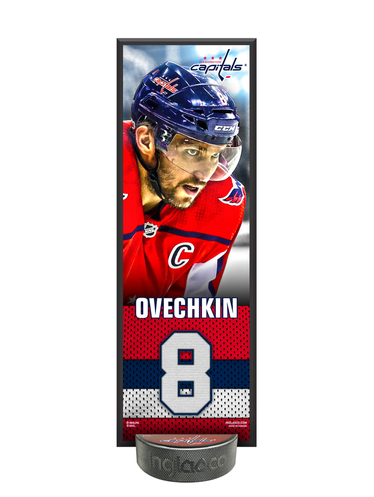 <transcy>NHLPA Alex Ovechkin #8 Washington Capitals Plaque Deco Et Ensemble De Support De Rondelle De Hockey</transcy>