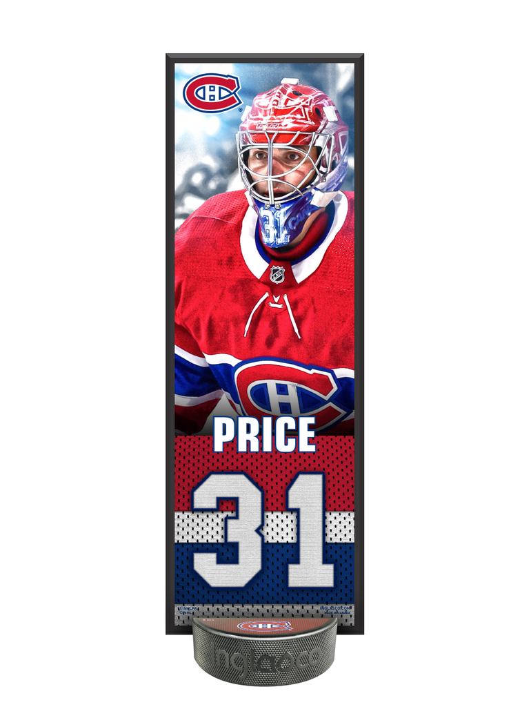 <transcy>NHLPA Carey Price #31 Ensemble de plaque déco et support de rondelle de hockey Canadiens de Montréal</transcy>