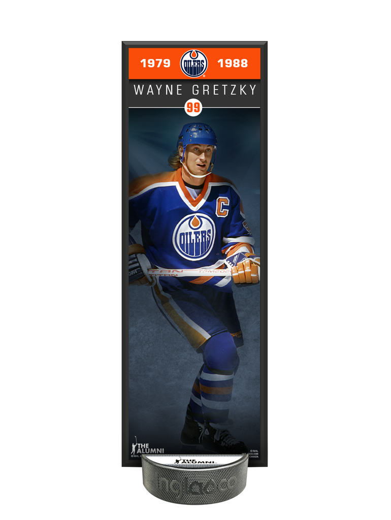 <transcy>NHLAA Alumni Wayne Gretzky Edmonton Oilers Plaque déco et ensemble de support de rondelle de hockey</transcy>