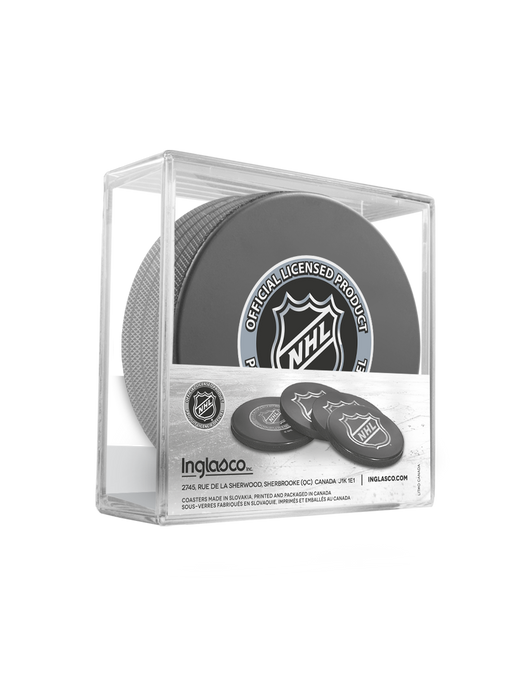 NHL Philadelphia Flyers Hockey Puck Drink Coasters (4-Pack) In Cube